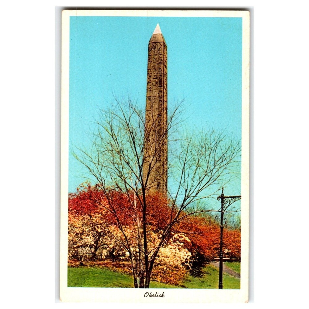 NYC Central Park Cleopatra's Needle Obelisk Curteichcolor Postcard